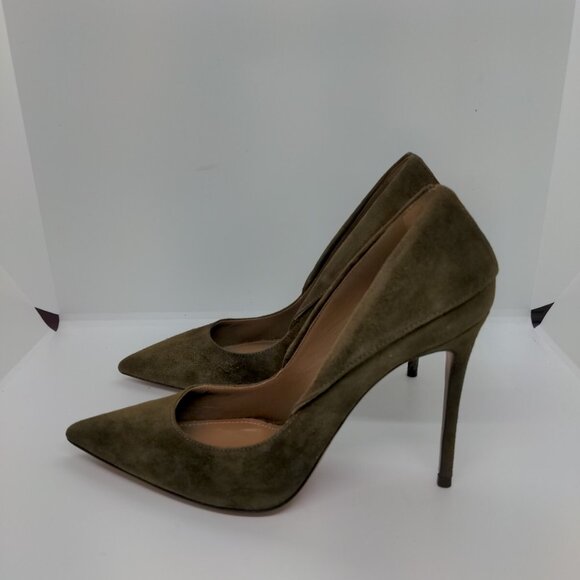 Aquazzura Hollywood 105 Suede Pumps Moss Green - Picture 4 of 11